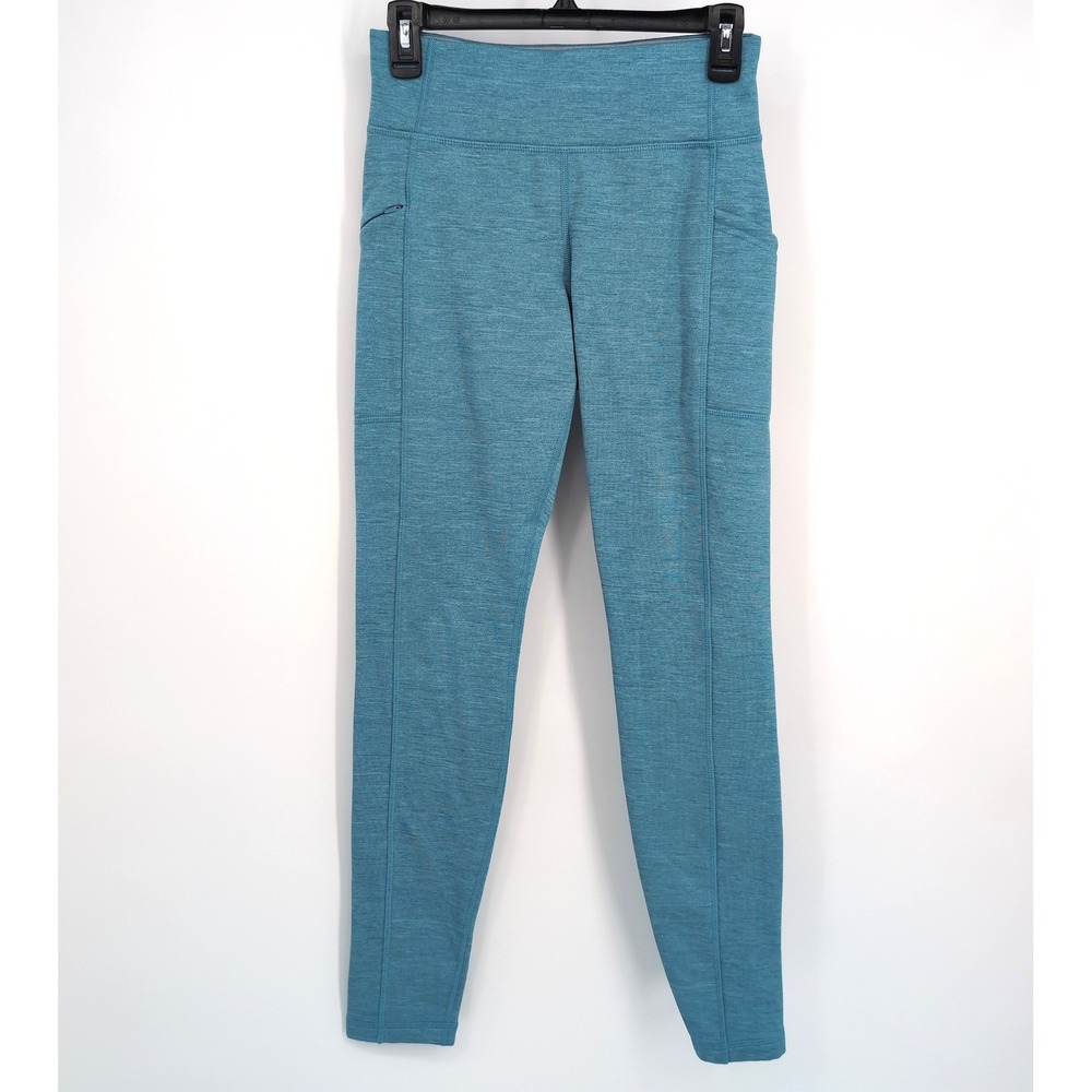 Title Nine Leggings Blue Heathered Fleece Lined Pockets Athletic Womens Small